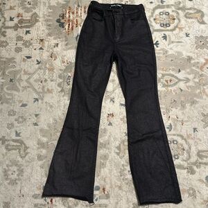 Black pink glitter flare jeans